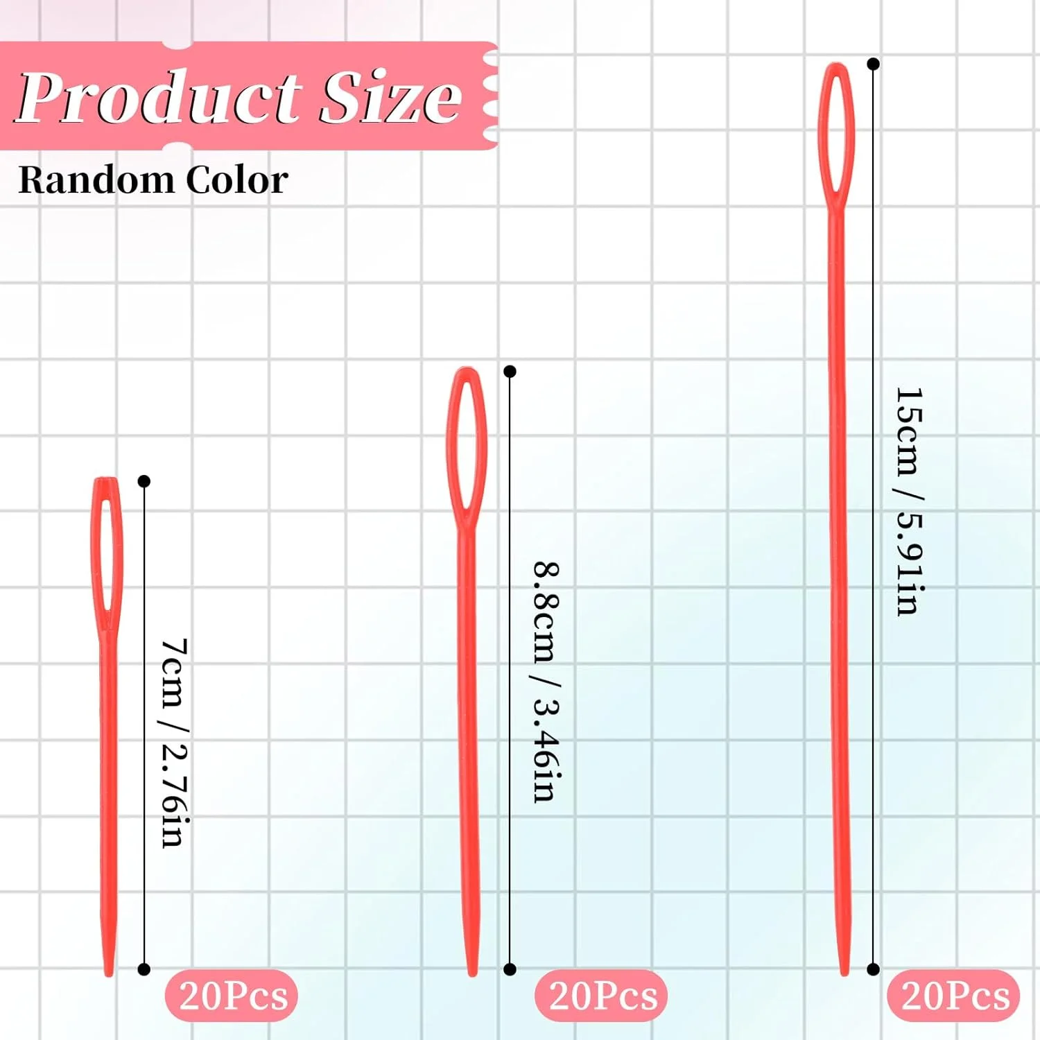 Piriuuo 60 Pcs Plastic Sewing Needles Plastic Needles for Kids Large Eye Sewing Needles Yarn Needles Learning Needles for DIY Sewing Handmade Crafts, 2.7/3.5/5.9 Inch