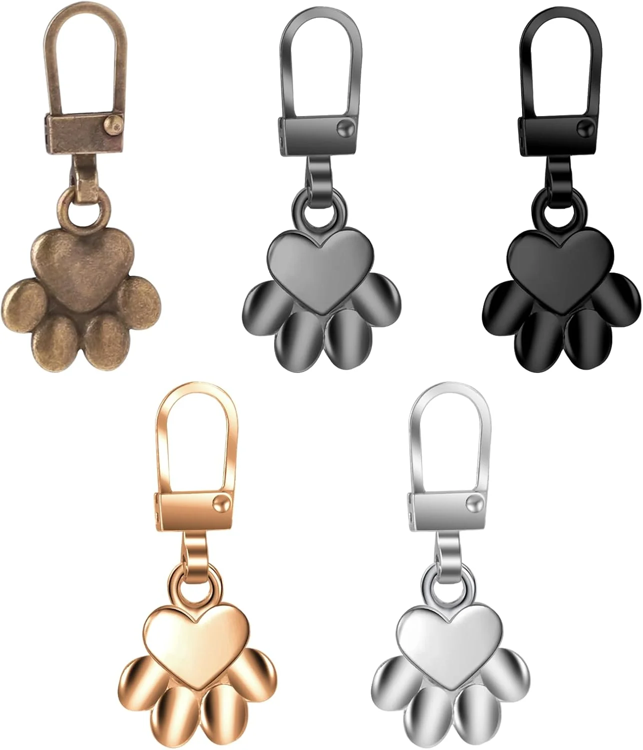 پیرییوو 5 عدد سرزیپ طرح پنجه سگ، آویز زیپ، جایگزین سرزیپ، جاکلیدی رد پای سگ، زبانه زیپ، آویزهای زیپ برای ساخت جواهرات، کیف و صنایع دستی