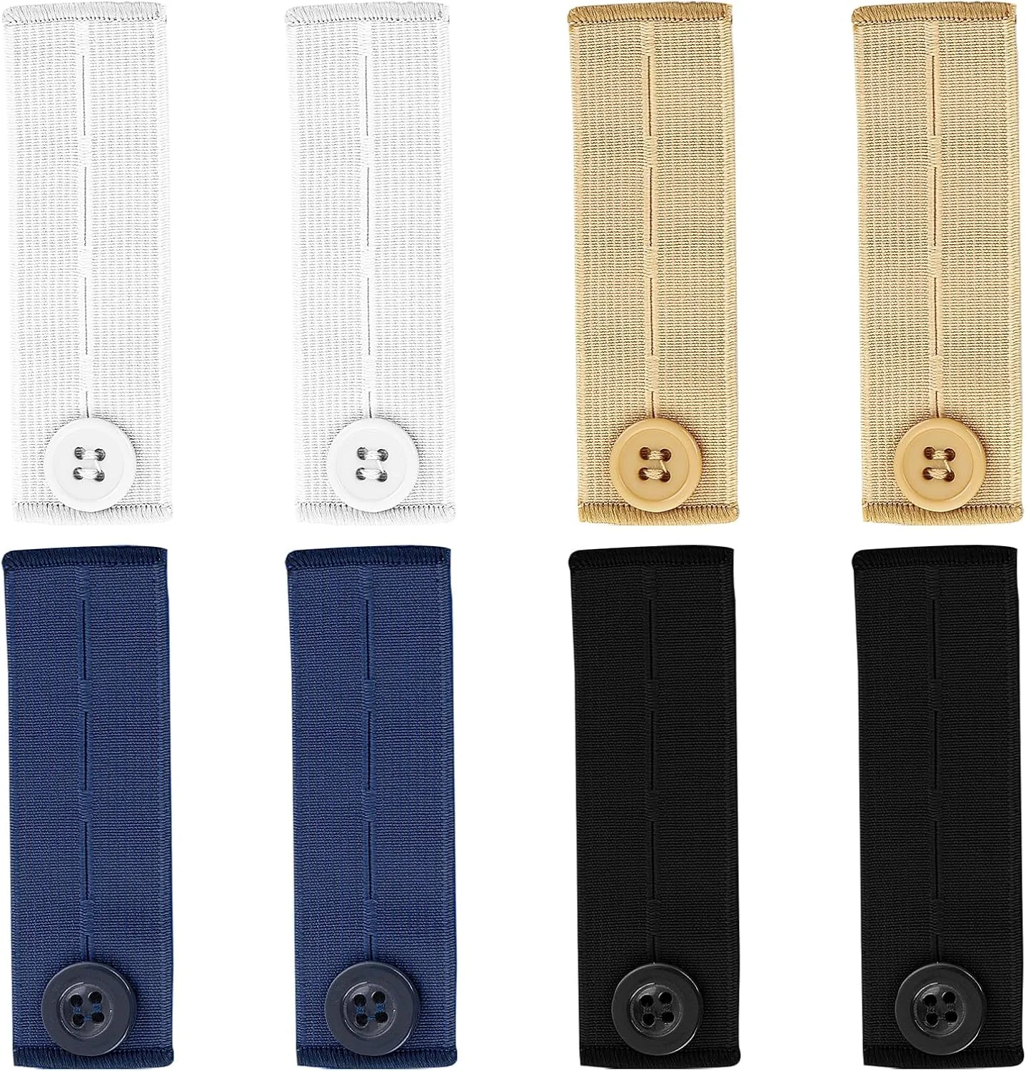 پیریو 8 عدد افزایش دهنده کمر برای شلوار، افزایش دهنده کمربند قابل تنظیم برای زنان، دکمه افزایش دهنده کمر الاستیک برای شلوار، افزایش دهنده شلوار بارداری، افزایش دهنده شلوار برای شلوار جین، 4 رنگ