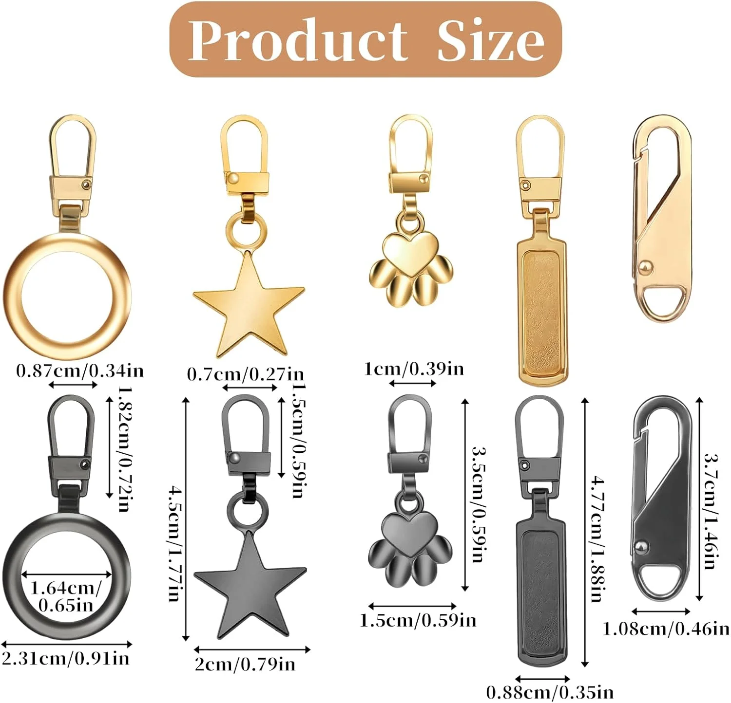 پیریوئو 10 عدد سرزیپ جایگزین، آویز سرزیپ تزئینی، سرزیپ برای سوراخ های کوچک، زبانه زیپ جداشدنی، تگ زیپ برای ژاکت، چکمه، کیف پول، کوله پشتی، تزئینات زیپ