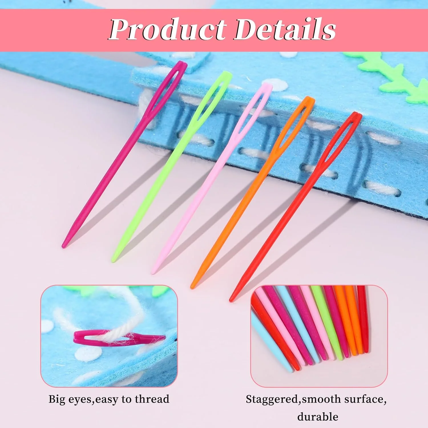 Piriuuo 60 Pcs Plastic Sewing Needles Plastic Needles for Kids Large Eye Sewing Needles Yarn Needles Learning Needles for DIY Sewing Handmade Crafts, 2.7/3.5/5.9 Inch