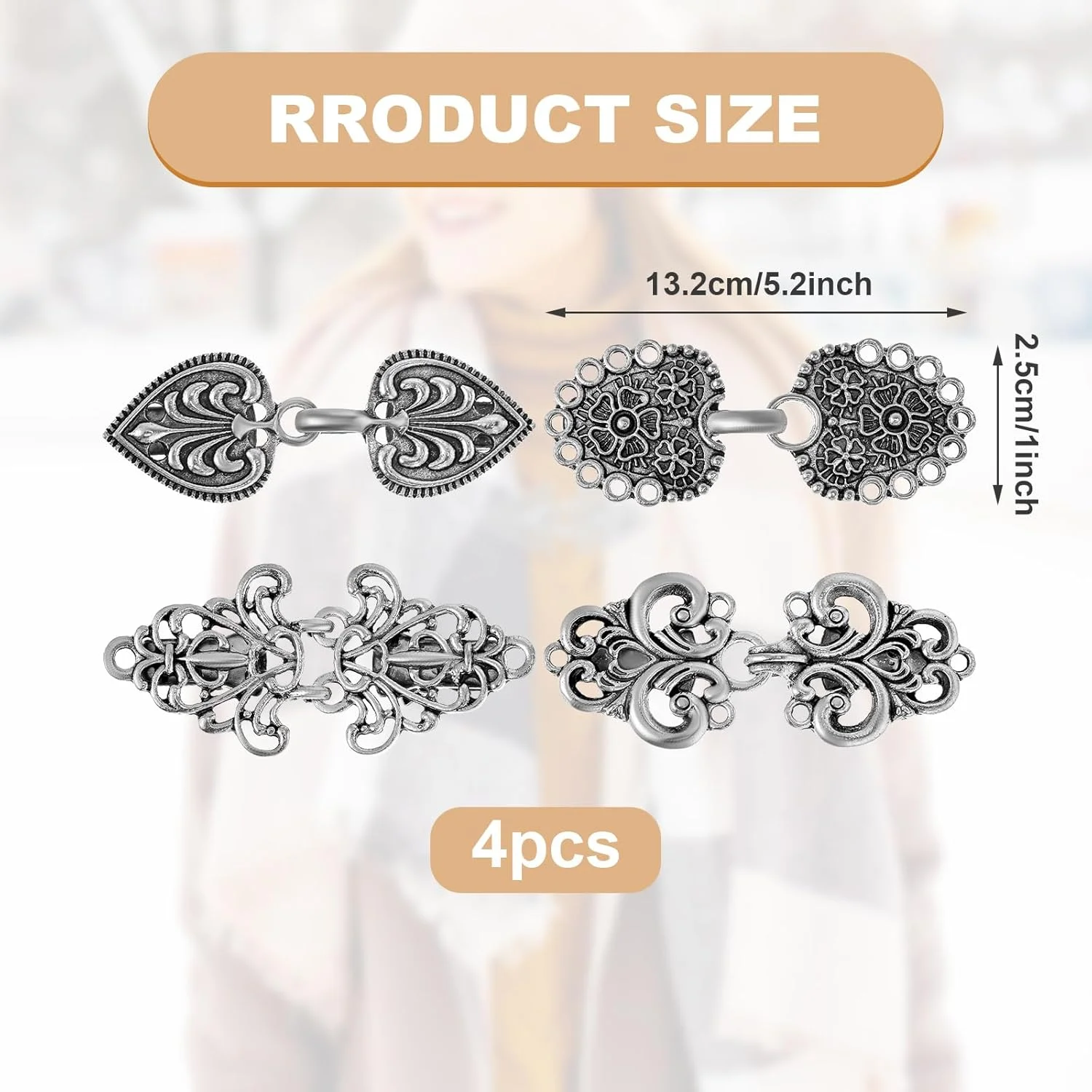 ست گیره های سینه بند لباس مجلسی Piriuuo - 4 عدد گیره شال برای لباس، پیراهن، روسری، ژاکت کش باف پشمی و سفت کننده کمر، فولاد آلیاژی