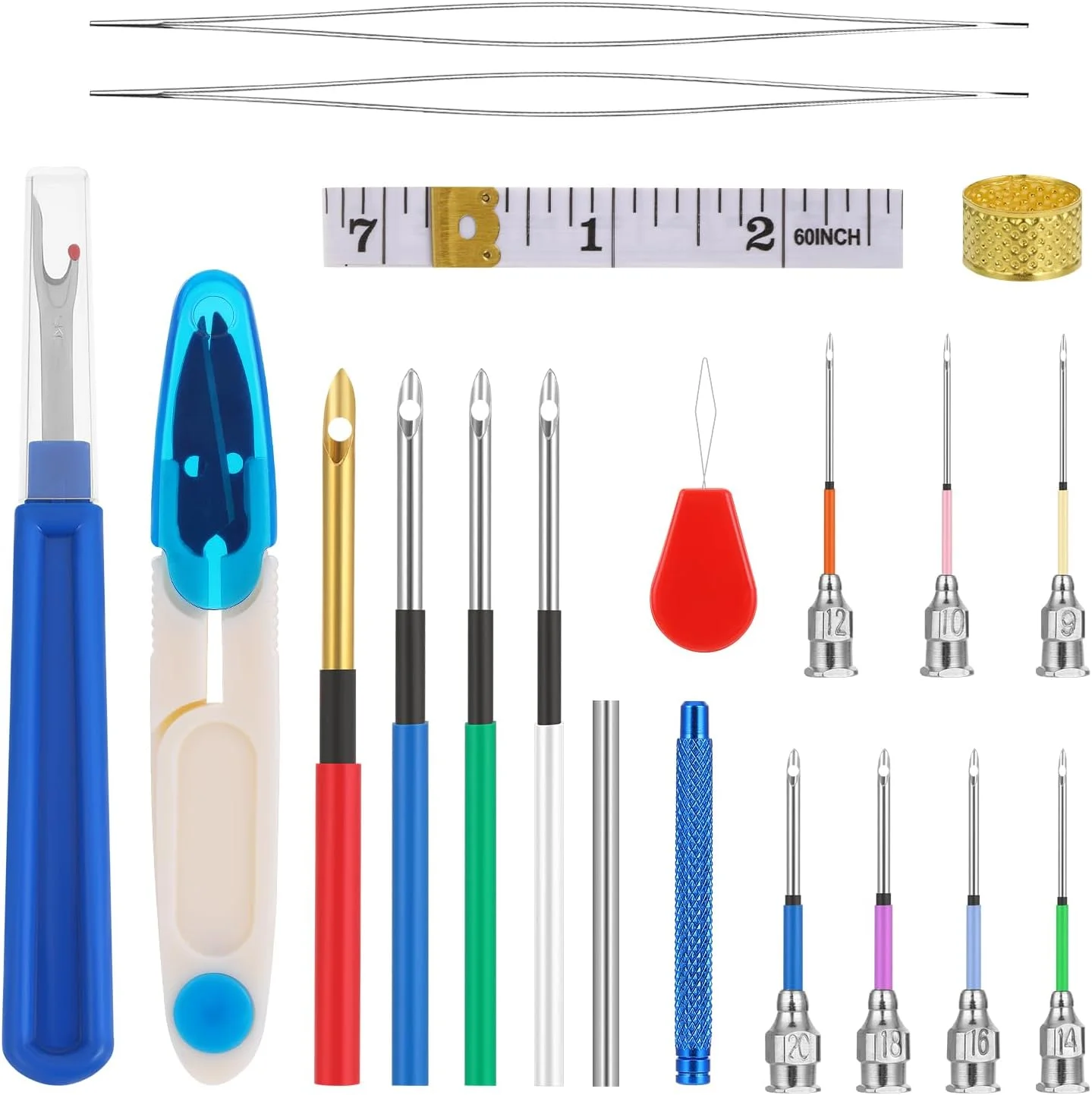 مجموعه سوزن پانچ پیریوئو 20 عددی، ابزار سوزن پانچ قابل تنظیم، مجموعه های گلدوزی سوزن پانچ، کیت سوزن پانچ برای مبتدیان بزرگسال