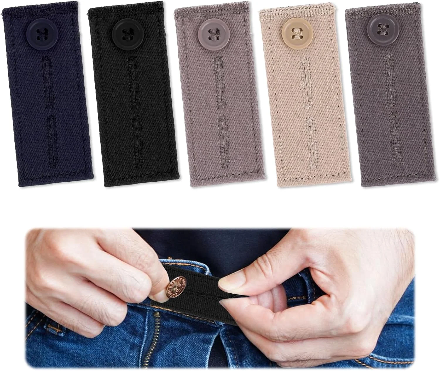 پیریوئو 5 عدد افزایش دهنده کمر شلوار بارداری، افزایش دهنده دکمه شلوار قابل تنظیم، افزایش دهنده کمر برای زنان و مردان، افزایش دهنده دکمه کمربند برای شلوار جین