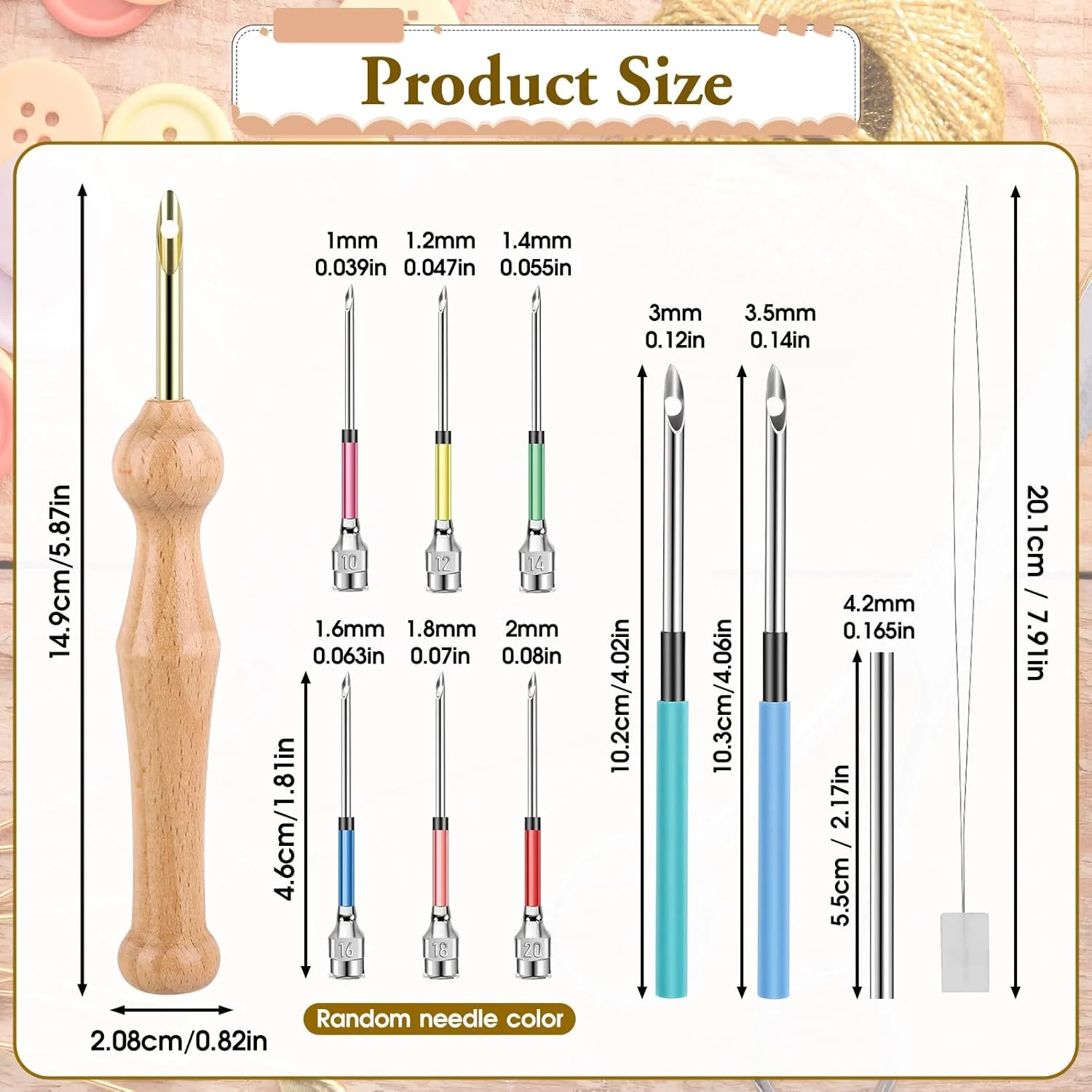 ست سوزن پانچ پیریوئو 12 عددی، ست گلدوزی پانچ با ابزار سوزن پانچ با 6 سایز سری سوزن، ابزار سوزن پانچ خیاطی برای مبتدیان بزرگسال، نخ دندان، کوک متقاطع، کاردستی DIY