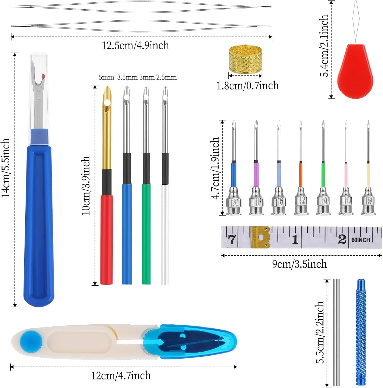 مجموعه سوزن پانچ پیریوئو 20 عددی، ابزار سوزن پانچ قابل تنظیم، مجموعه های گلدوزی سوزن پانچ، کیت سوزن پانچ برای مبتدیان بزرگسال
