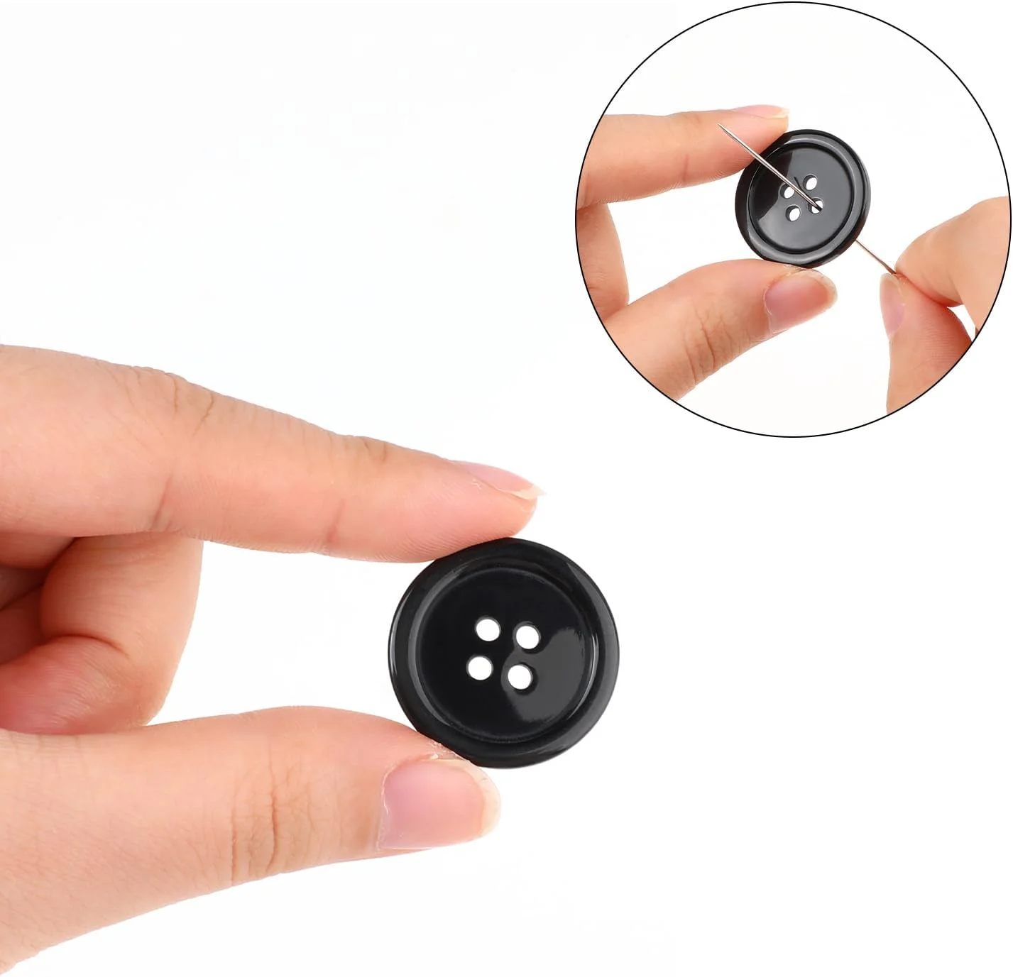 پیرییوو 100 عدد دکمه خیاطی 4 سوراخه، دکمه های صنایع دستی، دکمه های لباس، دکمه های ترکیبی سیاه و سفید، 5 سایز دکمه های متنوع برای خیاطی، پروژه های صنایع دستی DIY، تزئینات تعطیلات