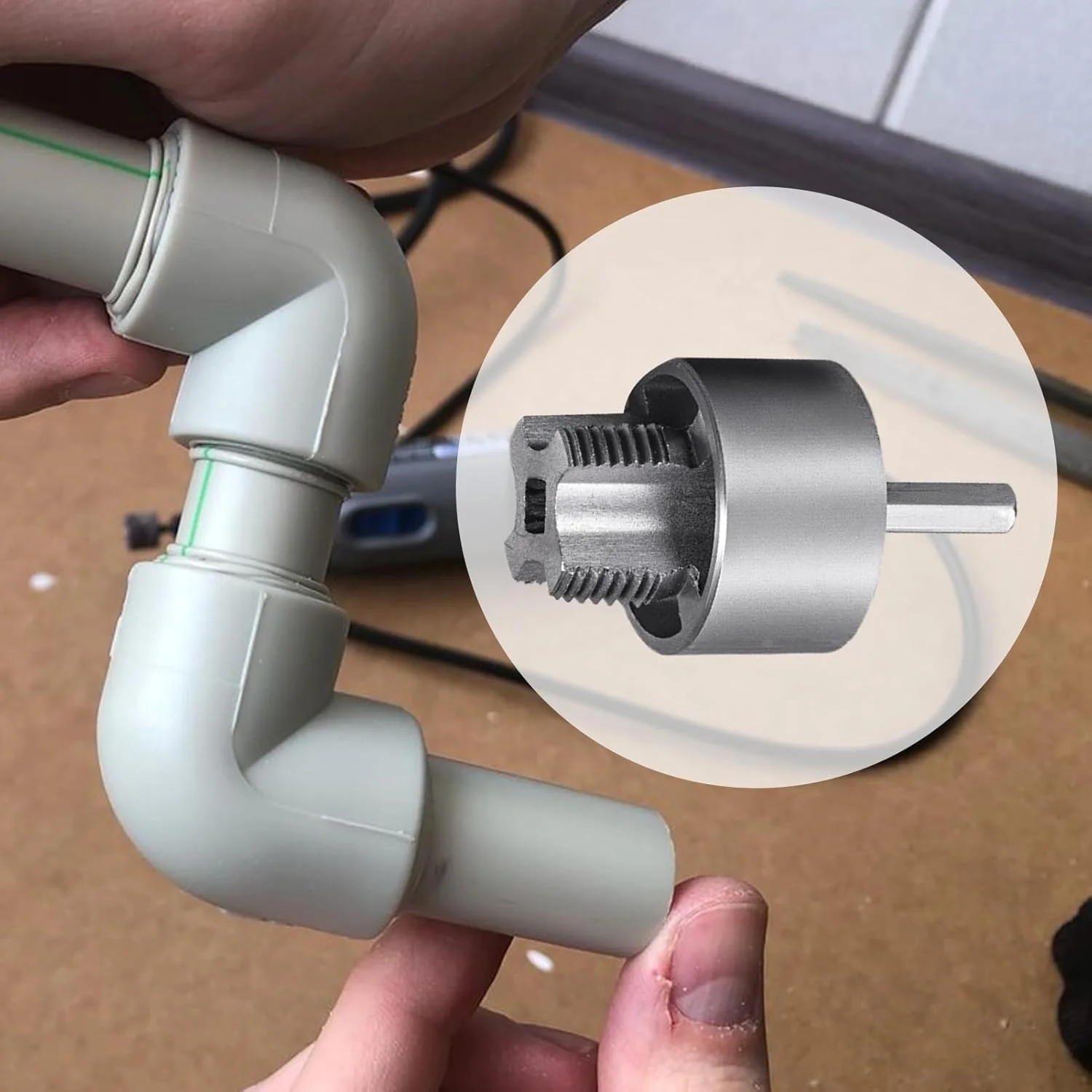 رزوه زن لوله پی وی سی | ابزار رزوه زنی لوله پی وی سی - لوازم جانبی لوله کشی ارگونومیک چند منظوره برای تعمیرات خانگی