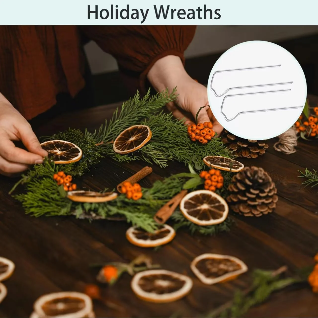 سنجاق های گُل، سنجاق گیاه U شکل 1.7 اینچی، 80 عدد سنجاق U برای گیاهان آپارتمانی، حلقه های گل حصیری، سنجاق خیاطی سرخس سبز برای انتخاب گل، فوم، پروژه خیاطی DIY، چیدمان گل تعطیلات