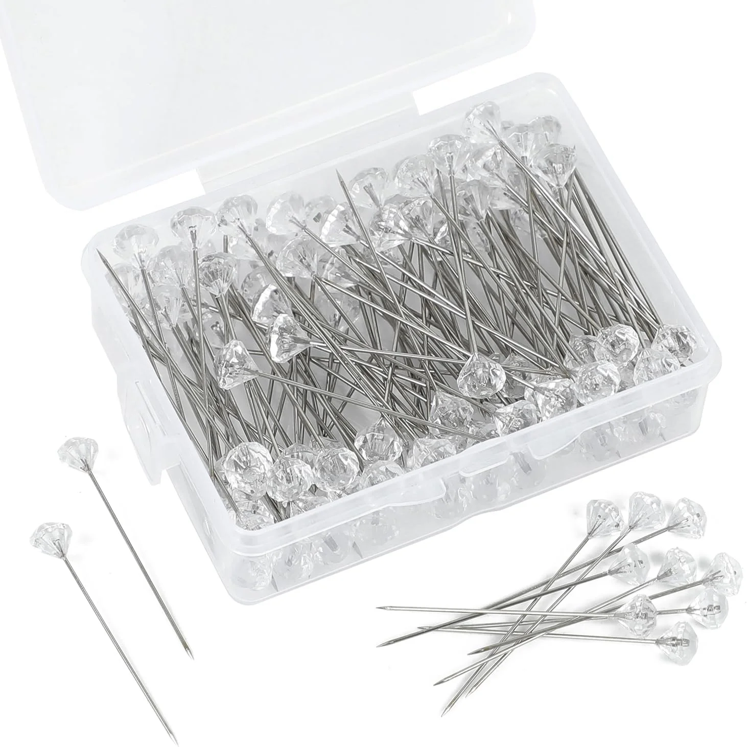 100 عدد سنجاق سینه گل برای گل ها 5 سانتی متری، سنجاق گل الماسی برای دسته گل، سنجاق سینه بدلیجات کریستالی برای عروسی، لوازم جانبی موی عروس، تزئینات جواهرات، کاردستی و خیاطی