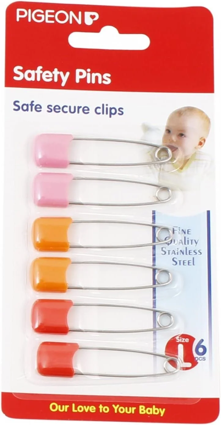 ست سنجاق قفلی 6 عددی پیigeon، گیره های ایمن و مطمئن، فولاد ضد زنگ، سرهای گرد سنجاق، بزرگ، افزایش ایمنی، شکل U، چند رنگ