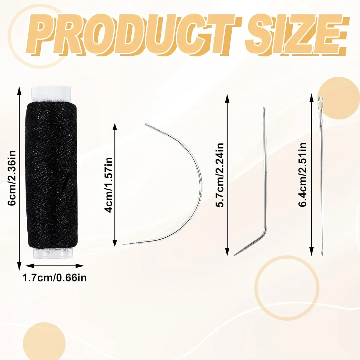 ست 12 عددی سوزن و نخ بافت مو، ست ابزار حرفه ای اکستنشن مو، سوزن خمیده، نخ بافت مشکی برای ساخت کلاه گیس