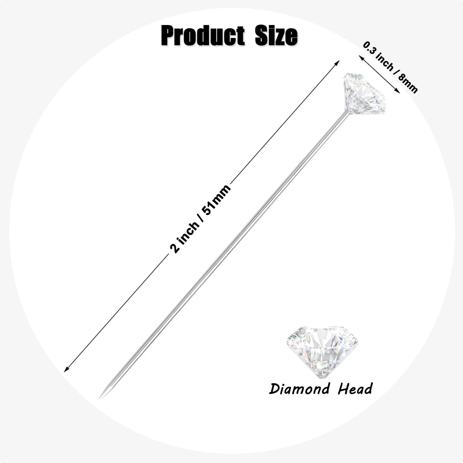 100 عدد سنجاق سینه گل برای گل ها 5 سانتی متری، سنجاق گل الماسی برای دسته گل، سنجاق سینه بدلیجات کریستالی برای عروسی، لوازم جانبی موی عروس، تزئینات جواهرات، کاردستی و خیاطی