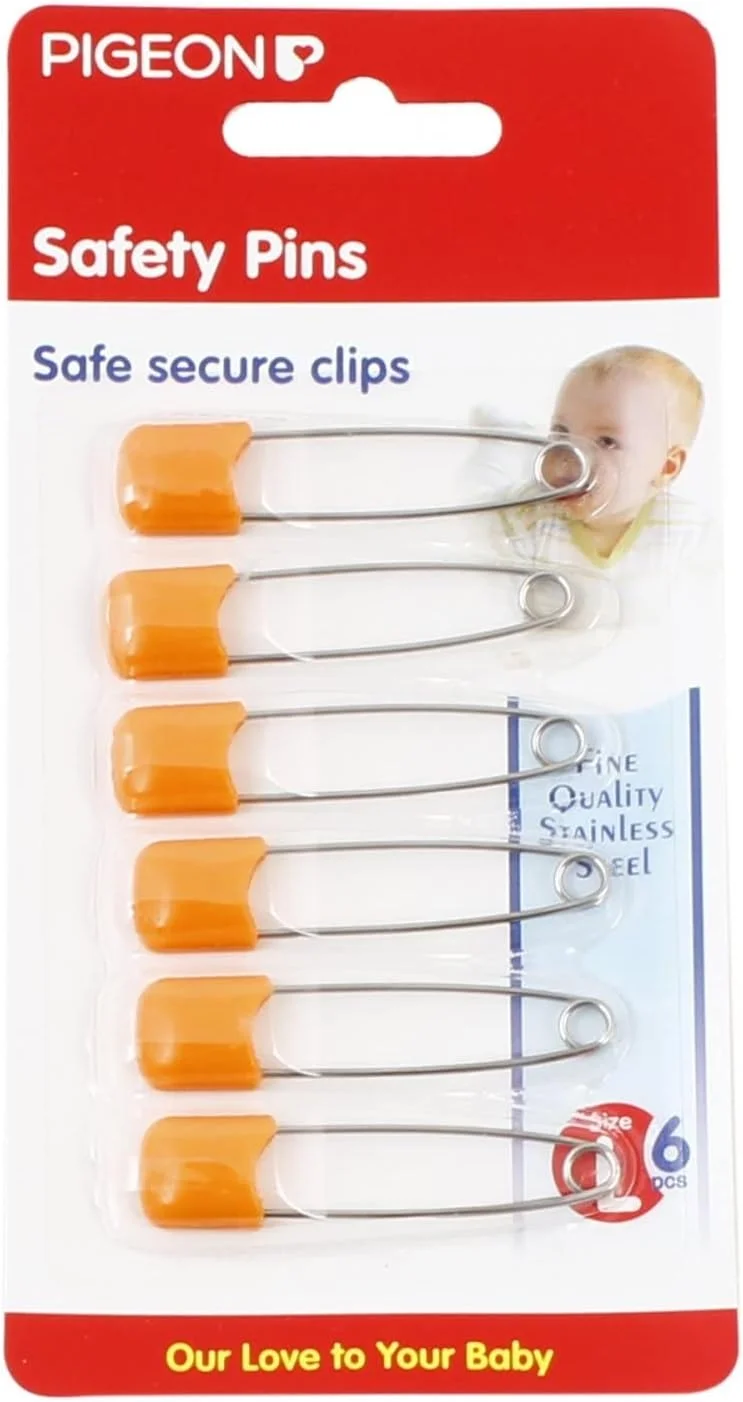 ست سنجاق قفلی 6 عددی پیigeon، گیره های ایمن و مطمئن، فولاد ضد زنگ، سرهای گرد سنجاق، بزرگ، افزایش ایمنی، شکل U، چند رنگ