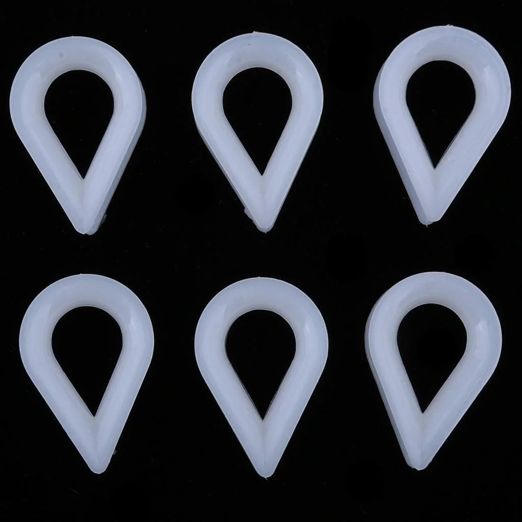 6 عدد انگشتانه پلاستیکی سفید 8 میلی متری قایق، مناسب برای انتهای طناب های نایلونی کدینگ/2180