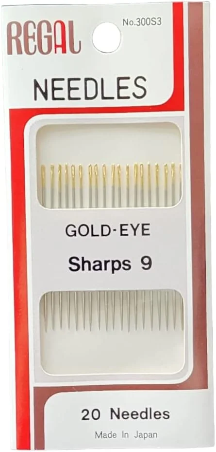 ریگال 20 عدد سوزن خیاطی دستی چشم طلایی تیز شماره 9 ساخت ژاپن، سوزن خیاطی خود نخ