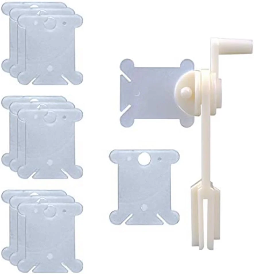 500 عدد ماسوره نخ دندان دوزی پلاستیکی به همراه نخ پیچ برای صنایع دستی، خیاطی و نگهداری