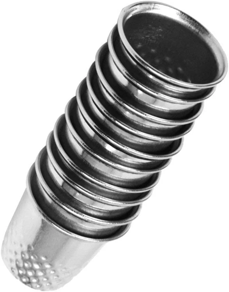 ۱۰ عدد انگشتانه خیاطی فلزی نقره ای رنگ با طرح قدیمی ۱۷-۱۹ میلی متری برای محافظت از انگشت در صنایع دستی DIY