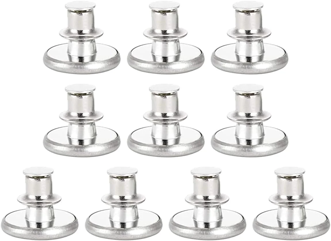 دکمه شلوار جین 10 عددی 17 میلی متری نقره ای Ieron، بدون نیاز به دوخت و ابزار، آماده استفاده، قابل استفاده مجدد و تنظیم