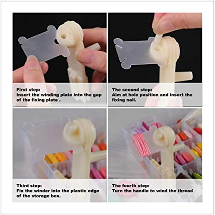 500 عدد ماسوره نخ دندان دوزی پلاستیکی به همراه نخ پیچ برای صنایع دستی، خیاطی و نگهداری