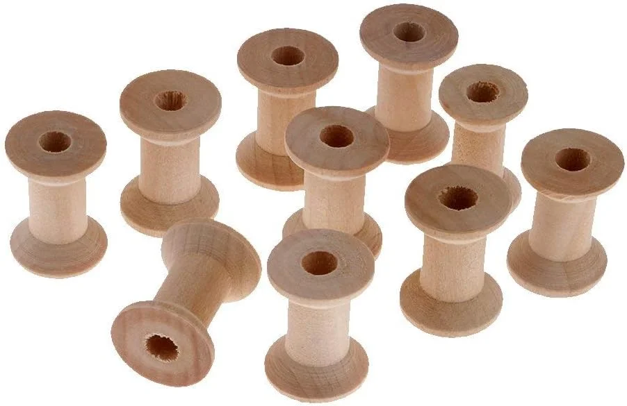 10 عدد ماسوره چوبی طبیعی خالی، ابزار و لوازم خیاطی DIY، 28x21 میلی متر