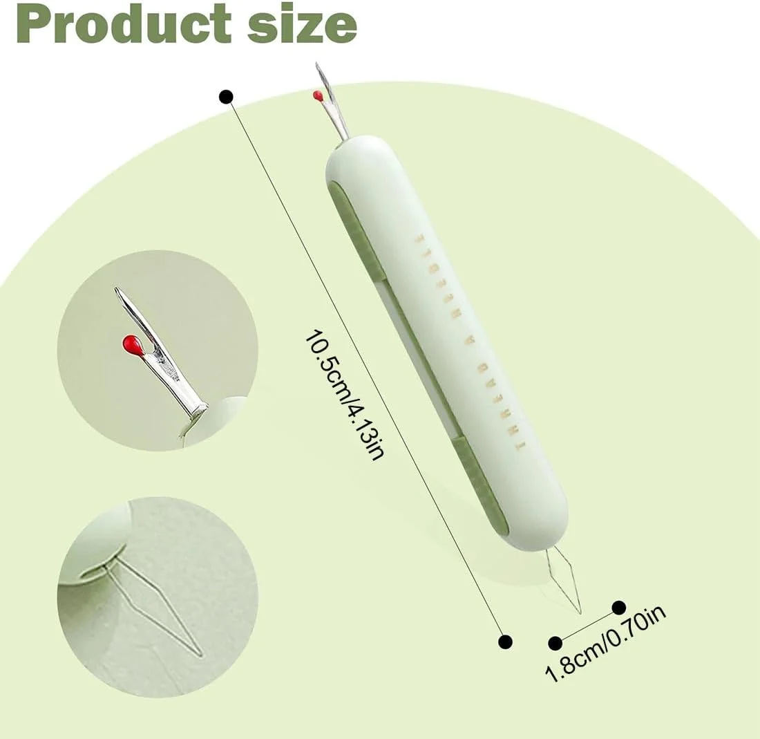 نخ‌سوزن‌کن 2 عددی، نخ‌سوزن‌کن 2 در 1، نخ‌سوزن‌کن پلاگین‌دار برای بافندگی، صنایع دستی، خیاطی دستی، سبز، زرد کرمی