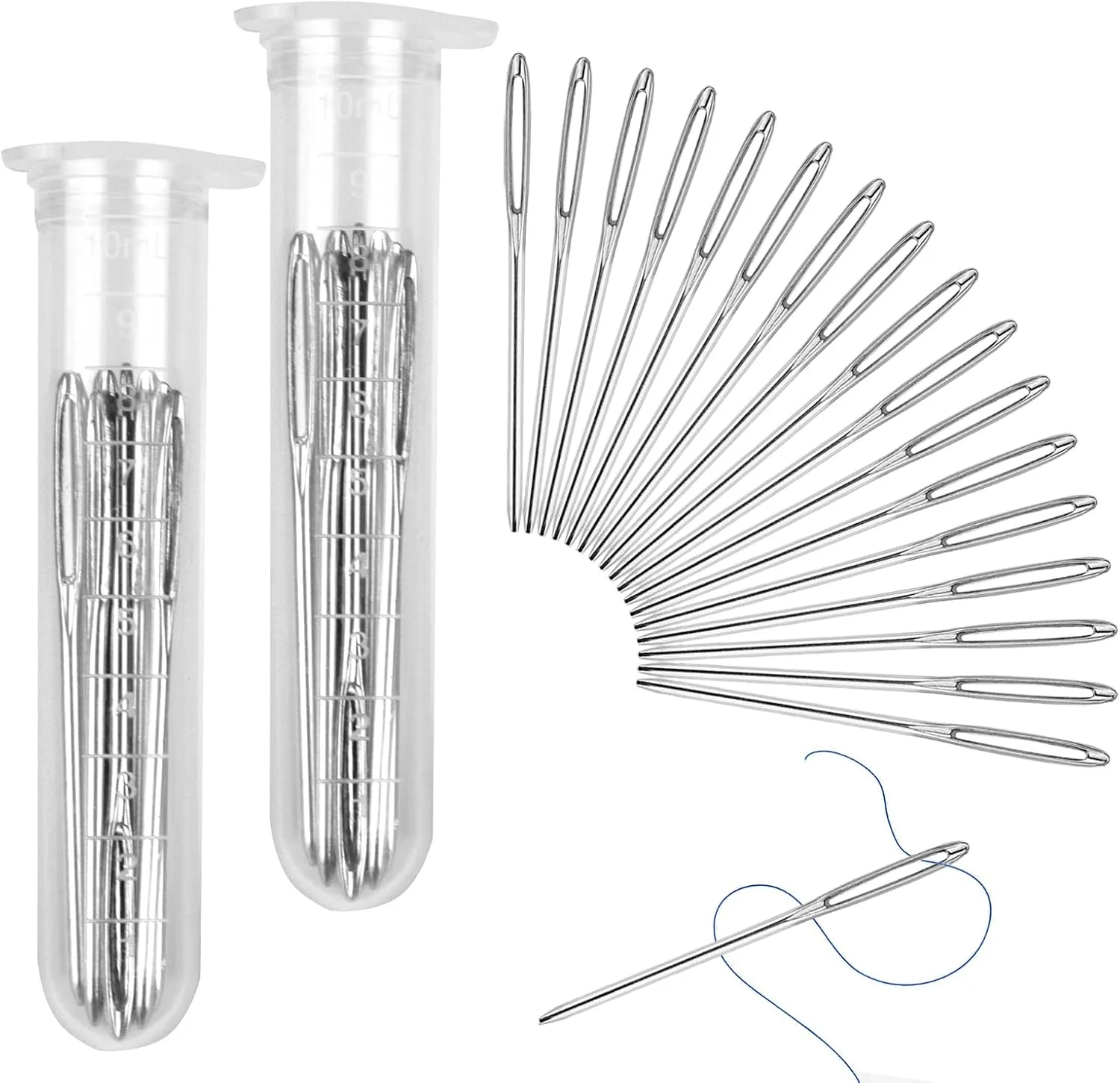 60 عدد سوزن های چشم بزرگ، سوزن های پخ دار نوک گرد، سوزن های خیاطی، سوزن های رفو برای دوخت پوست، سوزن پشمی دستی (2.36 اینچ)