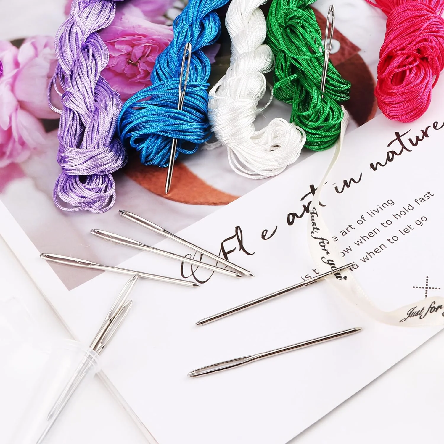 60 عدد سوزن های چشم بزرگ، سوزن های پخ دار نوک گرد، سوزن های خیاطی، سوزن های رفو برای دوخت پوست، سوزن پشمی دستی (2.36 اینچ)