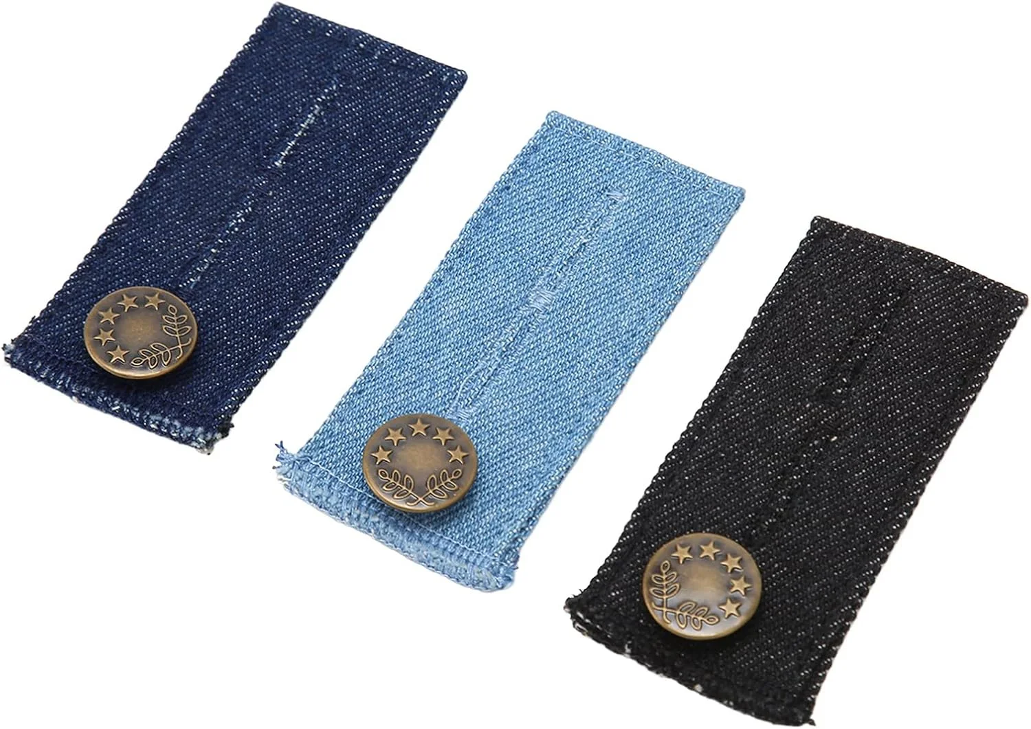 ست 3 عددی دکمه افزایش سایز کمر شلوار، فلزی با روکش کتان، استفاده آسان برای شلوار و لباس