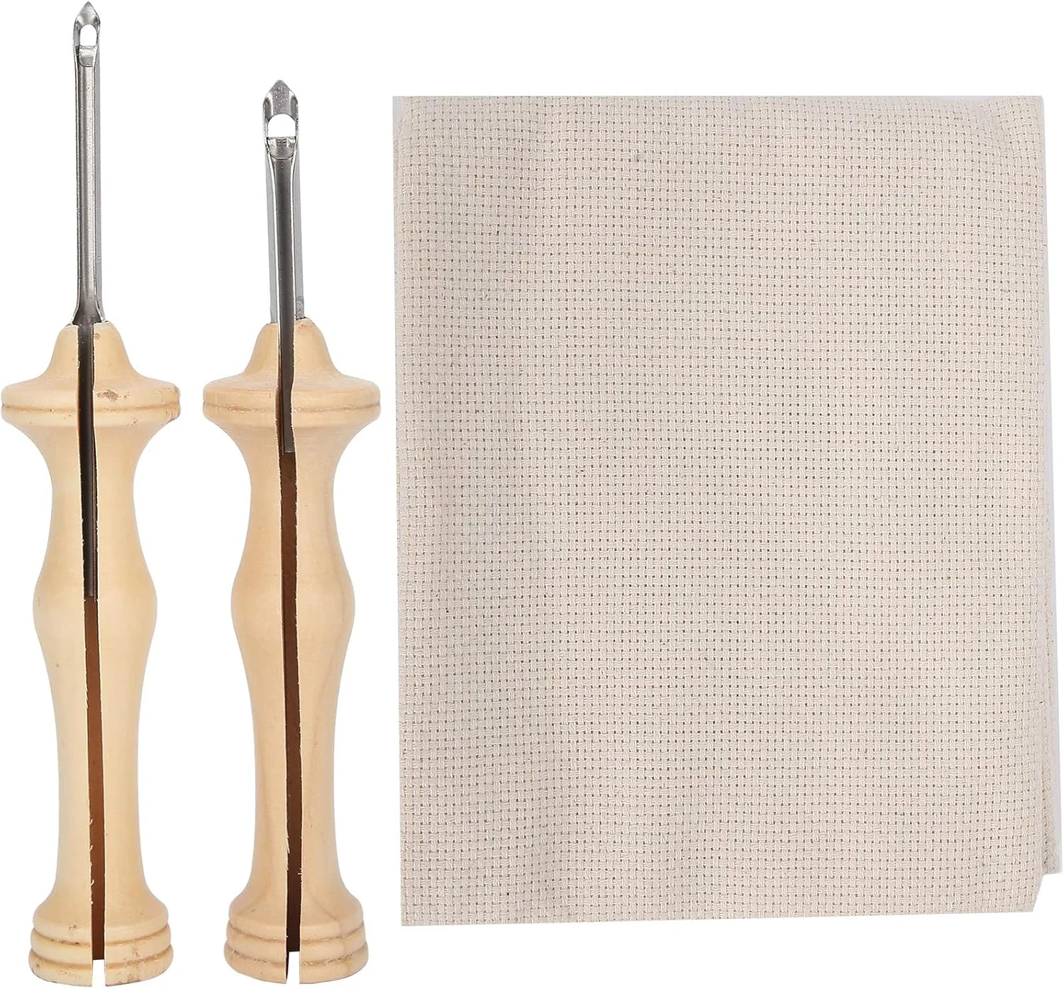 2 عدد قلم پانچ گلدوزی، سوزن های گلدوزی پارچه ای، ابزار بافتنی با دسته چوبی