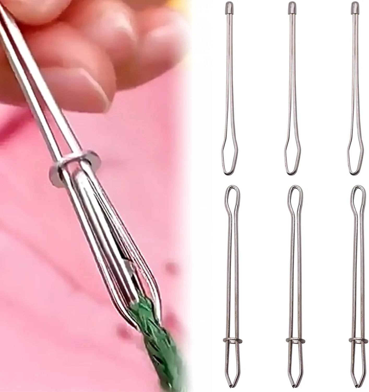 سوزن نخ کن طنابی 6 عددی، سوزن نخ کن، نخ کن، نخ کن، برای مصارف خانگی، DIY (نقره ای)