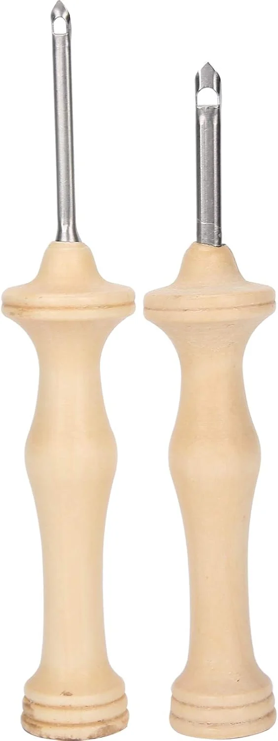 2 عدد قلم پانچ گلدوزی، سوزن های گلدوزی پارچه ای، ابزار بافتنی با دسته چوبی 2 عدد قلم پانچ گلدوزی، سوزن های گلدوزی پارچه ای، ابزار بافتنی با دسته چوبی
