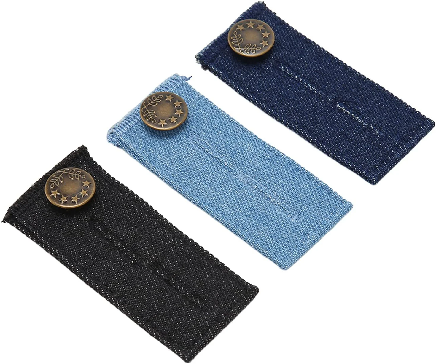 ست 3 عددی دکمه افزایش سایز کمر شلوار، فلزی با روکش کتان، استفاده آسان برای شلوار و لباس