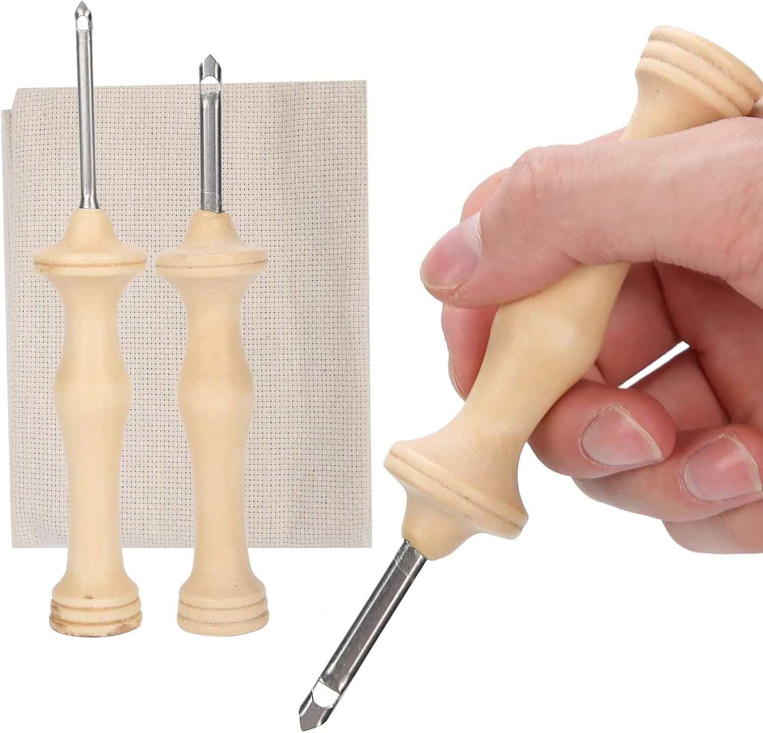 2 عدد قلم پانچ گلدوزی، سوزن های گلدوزی پارچه ای، ابزار بافتنی با دسته چوبی 2 عدد قلم پانچ گلدوزی، سوزن های گلدوزی پارچه ای، ابزار بافتنی با دسته چوبی