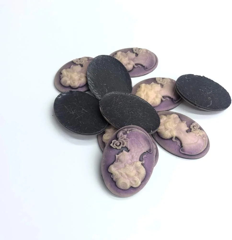 10 عدد - تصویر صورت سنت الیزابت مجارستانی برای دوخت و چسباندن، پلاستیکی، رنگ بنفش (سایز 26x36 میلی متر)