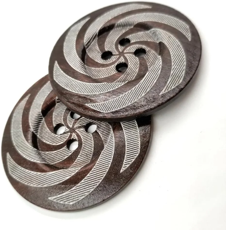 20 عدد دکمه چوبی گرد چهار سوراخه طرح گل