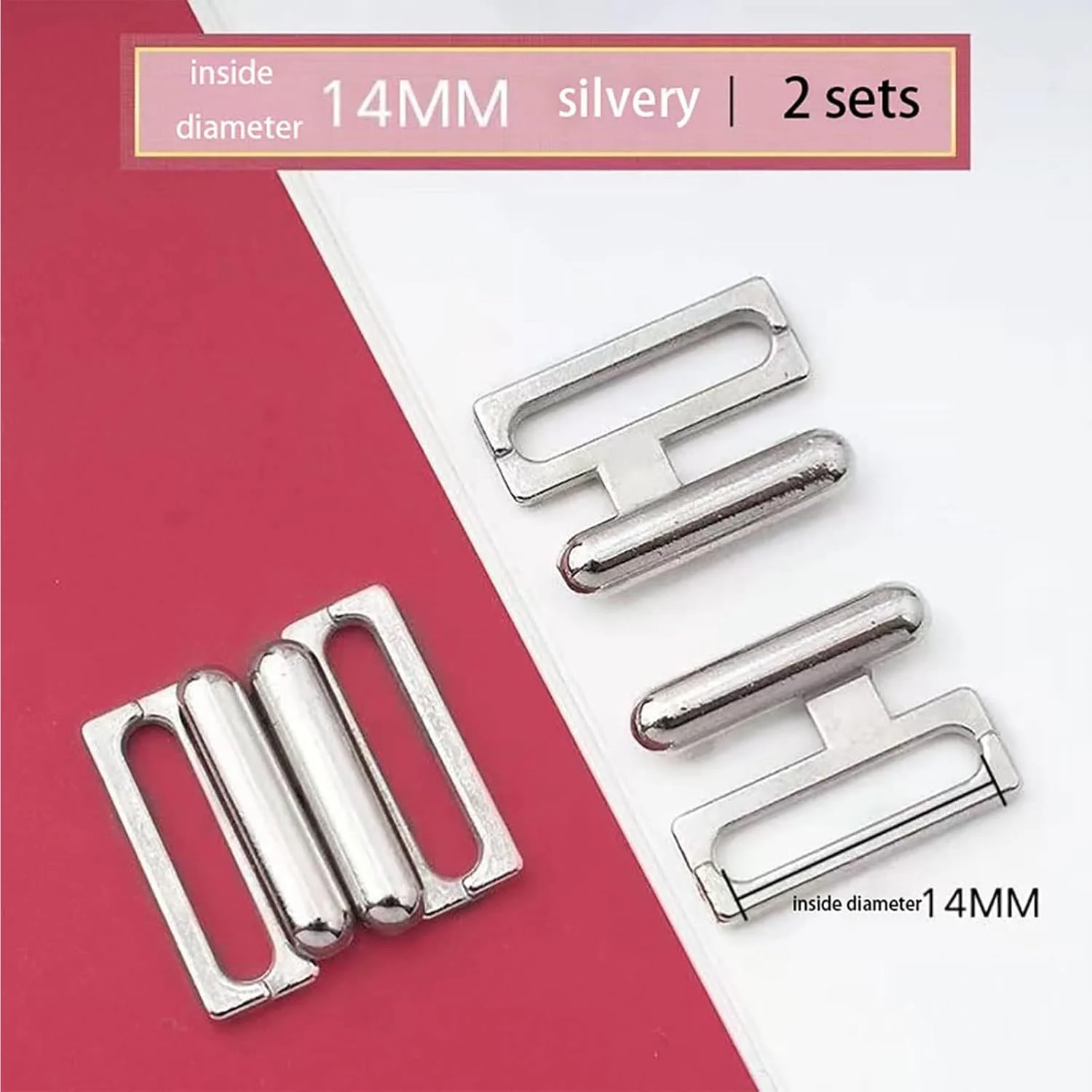 دو عدد بست بیکینی فلزی، گیره نقره ای بیکینی، سگک لباس زیر سوتین