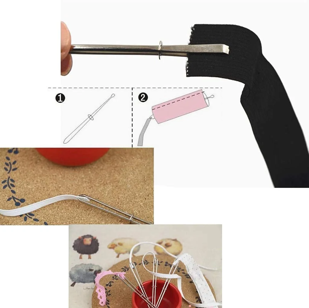 دو عدد نخ‌کش الاستیک برای کمر شلوار، ابزار خیاطی