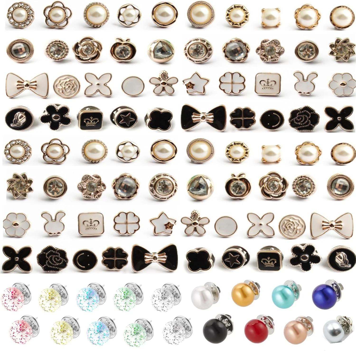 98 عدد سنجاق سینه مرواریدی، دکمه های کوچک پوشاننده سنجاق قفلی مرواریدی با جعبه برای بستن شلوار لباس بلوز زنانه 98 عدد سنجاق سینه مرواریدی، دکمه های کوچک پوشاننده سنجاق قفلی مرواریدی با جعبه برای بستن شلوار لباس بلوز زنانه