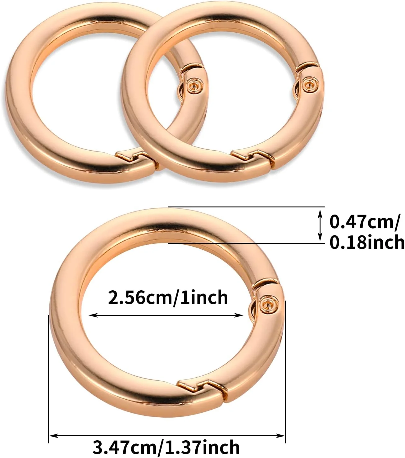 استر، 2 عدد حلقه کلید فنری فلزی با گیره فشاری مدل O برای بند کیف، کارابین گرد طلایی 25 میلی متری، لوازم جانبی DIY برای کمربند، کیف های کراس بادی، صنایع دستی چرمی