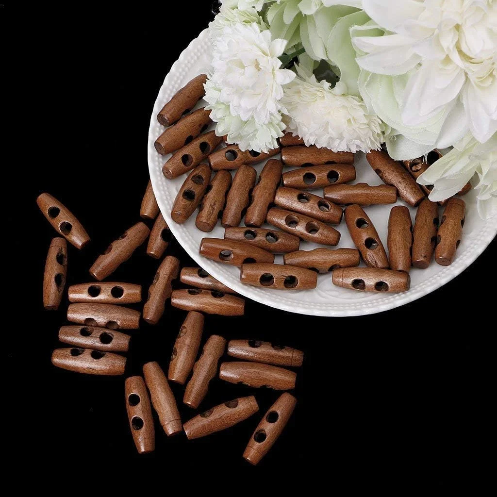 50 عدد دکمه چوبی ضامن دار 2 سوراخه 30 میلی متری لوازم جانبی لباس کت خیاطی کاردستی عرضه جدید