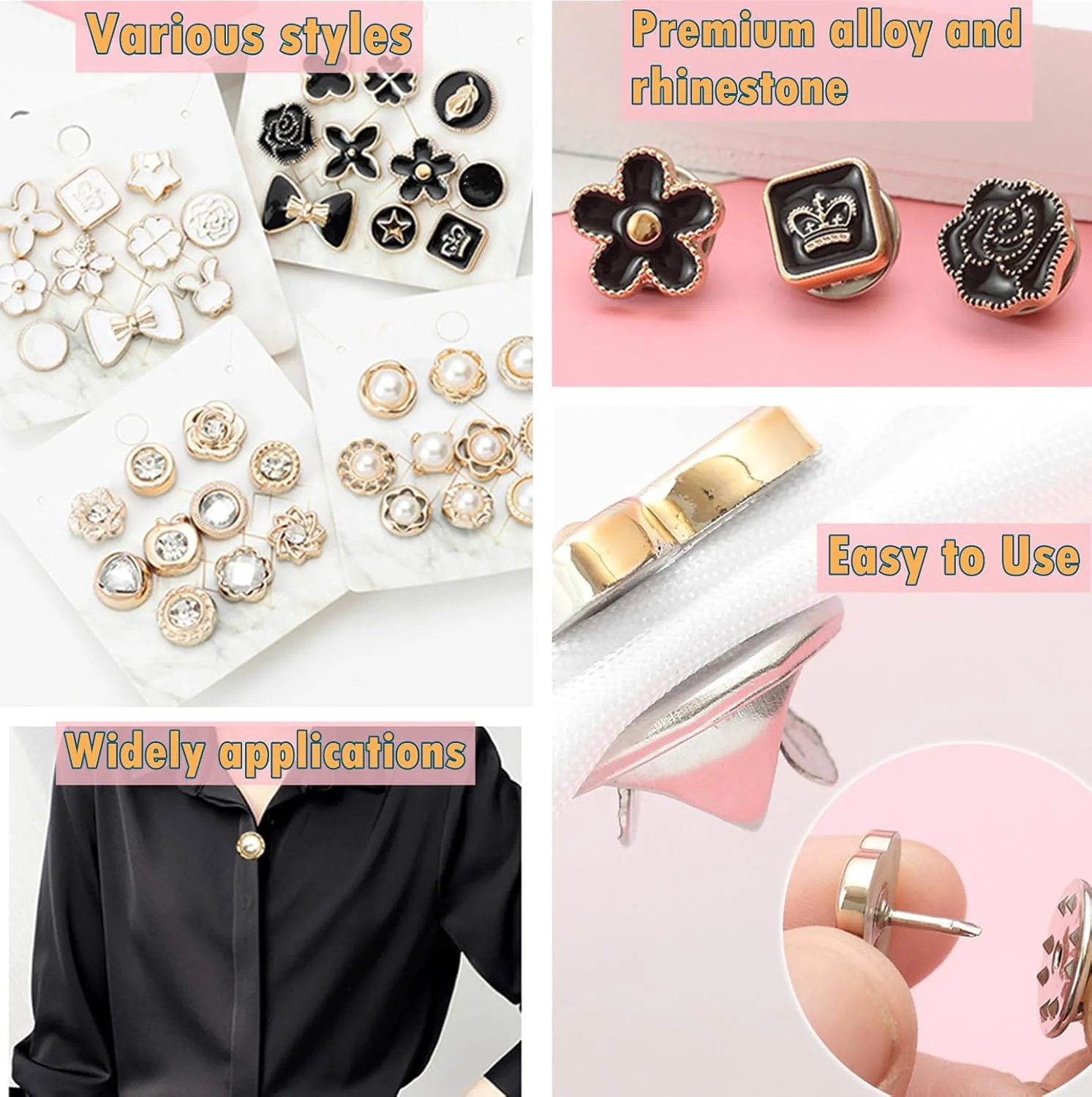98 عدد سنجاق سینه مرواریدی، دکمه های کوچک پوشاننده سنجاق قفلی مرواریدی با جعبه برای بستن شلوار لباس بلوز زنانه