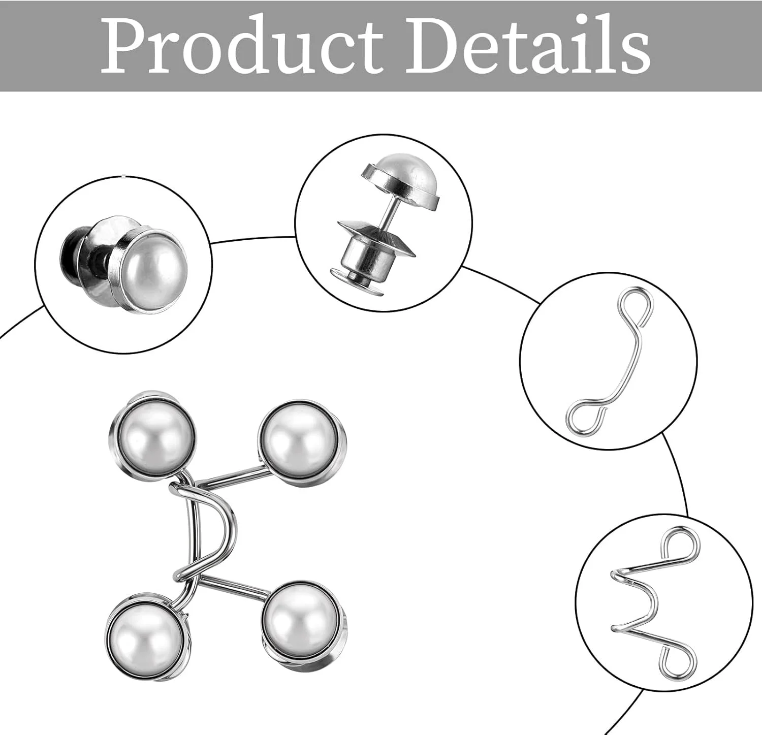 24 عدد دکمه جین، ست تنظیم کننده سگک کمر قابل تنظیم، 4 ست دکمه افزایش دهنده کمر شلوار جین مرواریدی، دکمه افزایش دهنده شلوار جین بدون نیاز به دوخت برای شلوار جین، لباس