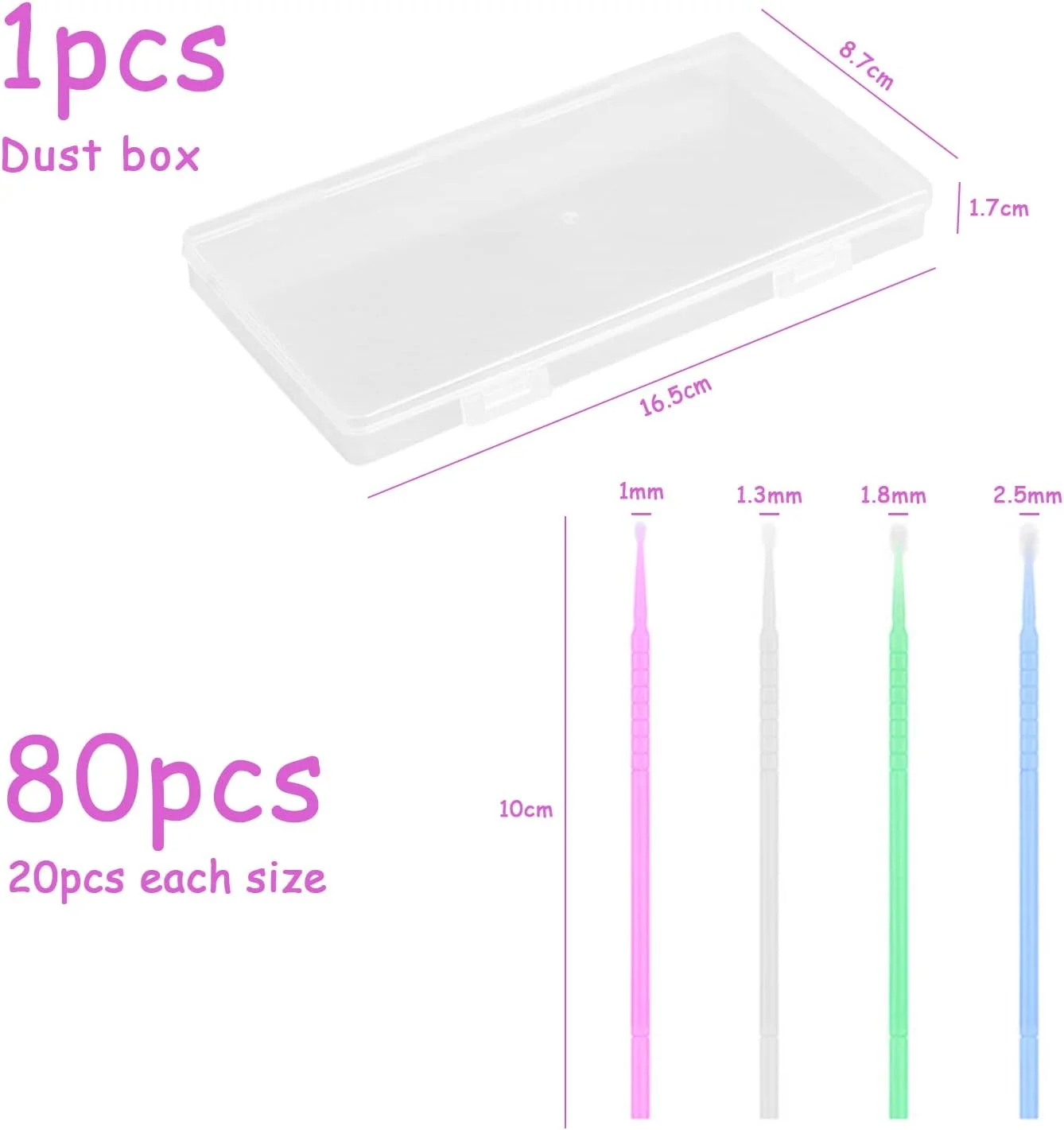 ست ۸۰ عددی سواب رنگ، سواب های رنگ برس ظریف در ۴ سایز موجود هستند: ۱.۰ میلی متر، ۱.۵ میلی متر، ۲.۰ میلی متر، ۲.۵ میلی متر، در چهار رنگ، بنفش، سفید، سبز، آبی برای تعمیر رنگ با جعبه نگهداری ست ۸۰ عددی سواب رنگ، سواب های رنگ برس ظریف در ۴ سایز موجود هستند: ۱.۰ میلی متر، ۱.۵ میلی متر، ۲.۰ میلی متر، ۲.۵ میلی متر، در چهار رنگ، بنفش، سفید، سبز، آبی برای تعمیر رنگ با جعبه نگهداری