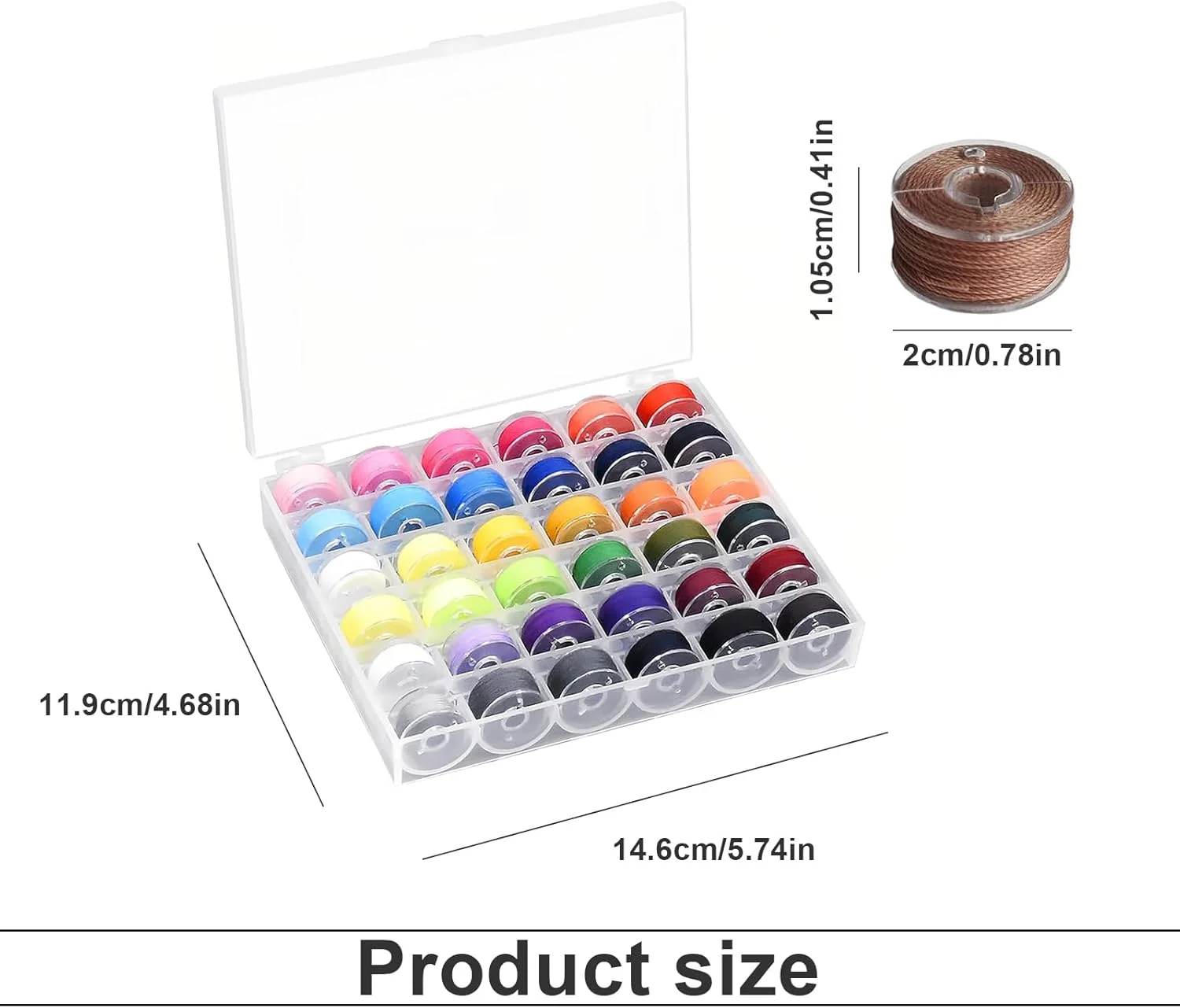 ماسوره چرخ خیاطی PHMING، 36 عدد لوازم جانبی خیاطی در 36 رنگ، جعبه ماسوره، ماسوره چرخ خیاطی با جعبه نگهداری شفاف برای خیاطی، پروژه های DIY