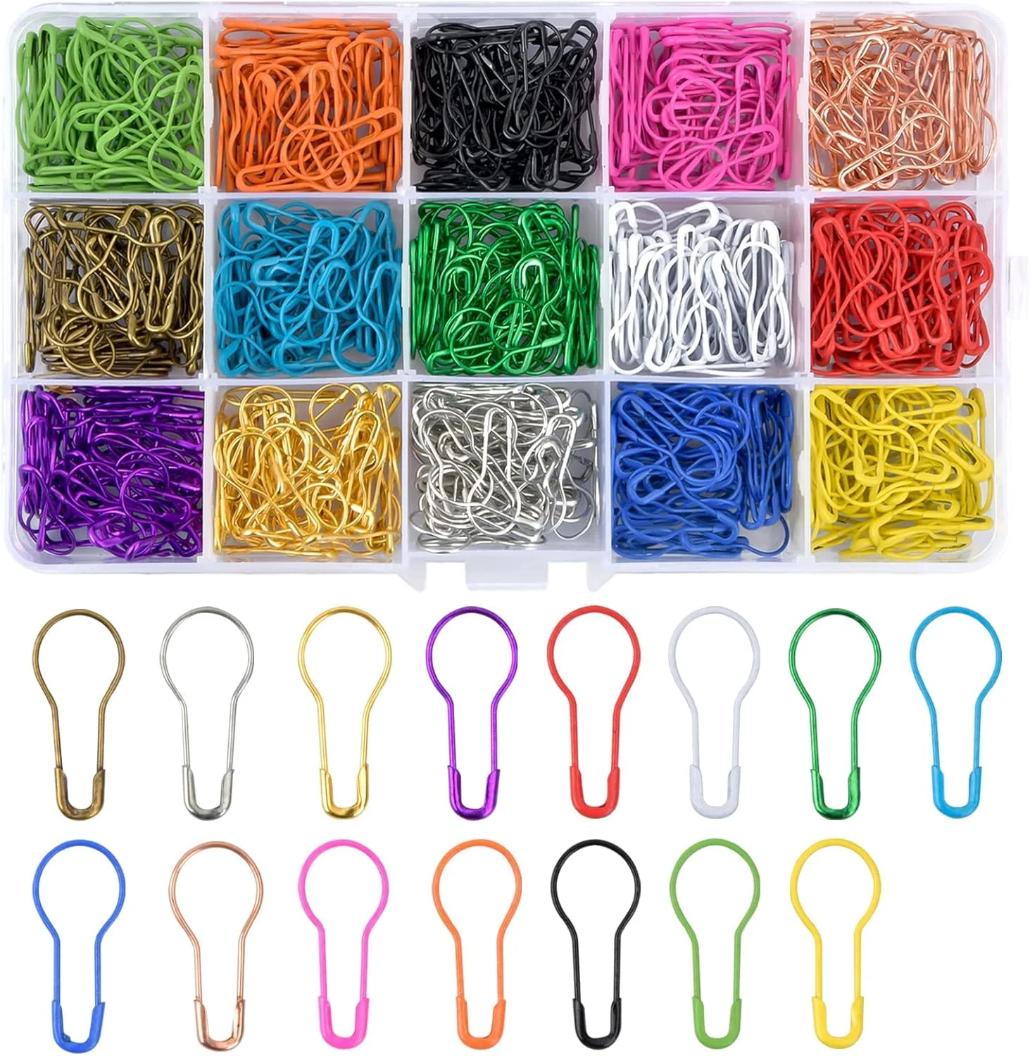 سنجاق قفلی کدوئی 750 عددی - گلابی شکل، سنجاق های کوچک فلزی - سنجاق های برچسب لباس با جعبه نگهداری برای خیاطی لباس، ساخت کاردستی و پروژه های DIY (15 رنگ) سنجاق قفلی کدوئی 750 عددی - گلابی شکل، سنجاق های کوچک فلزی - سنجاق های برچسب لباس با جعبه نگهداری برای خیاطی لباس، ساخت کاردستی و پروژه های DIY (15 رنگ)