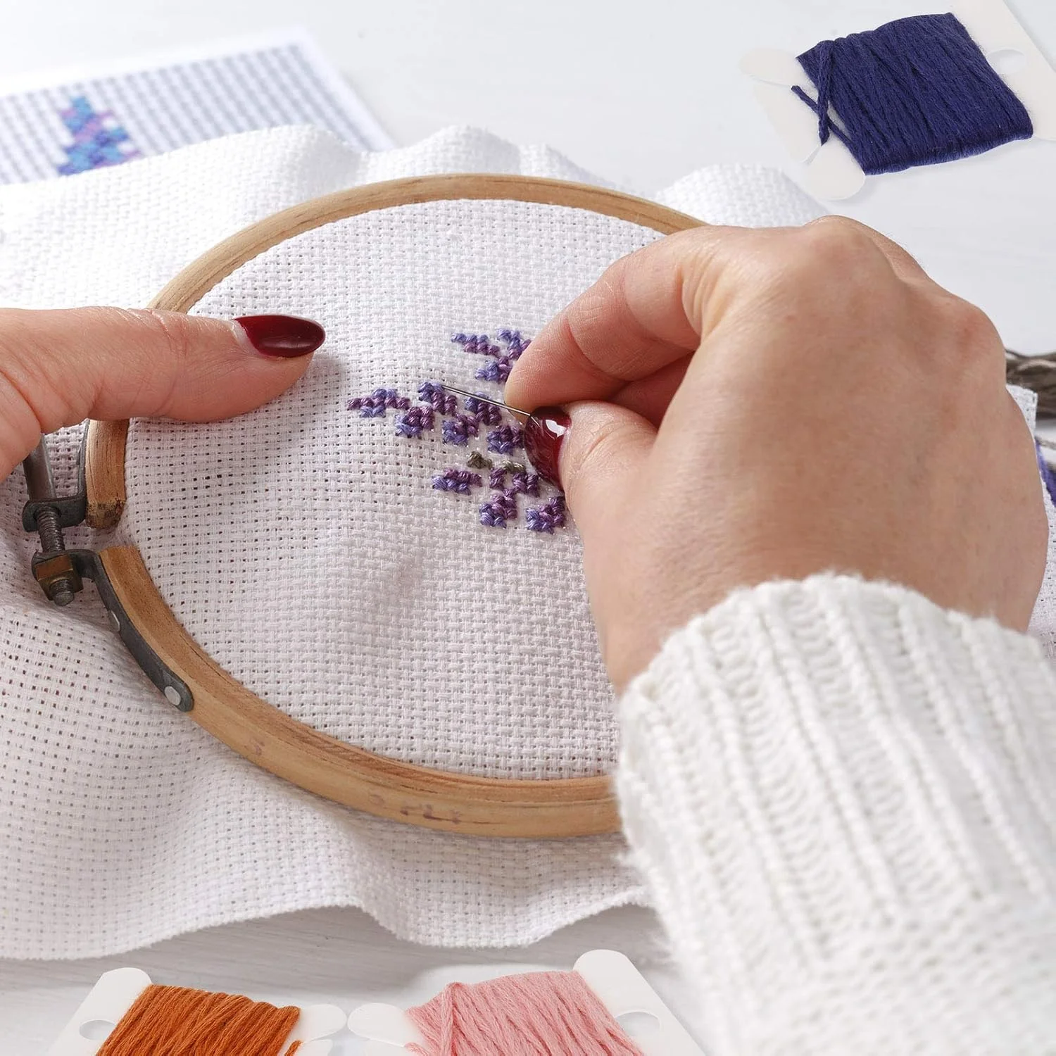 کارت نخ قرقره ابریشمی پلاستیکی Phoetya، بسته 200 عددی کارت نخ گلدوزی کوک متقاطع، نگهدارنده کارت قرقره نخ، سازمان دهنده نخ کوک متقاطع برای نگهداری خیاطی صنایع دستی DIY