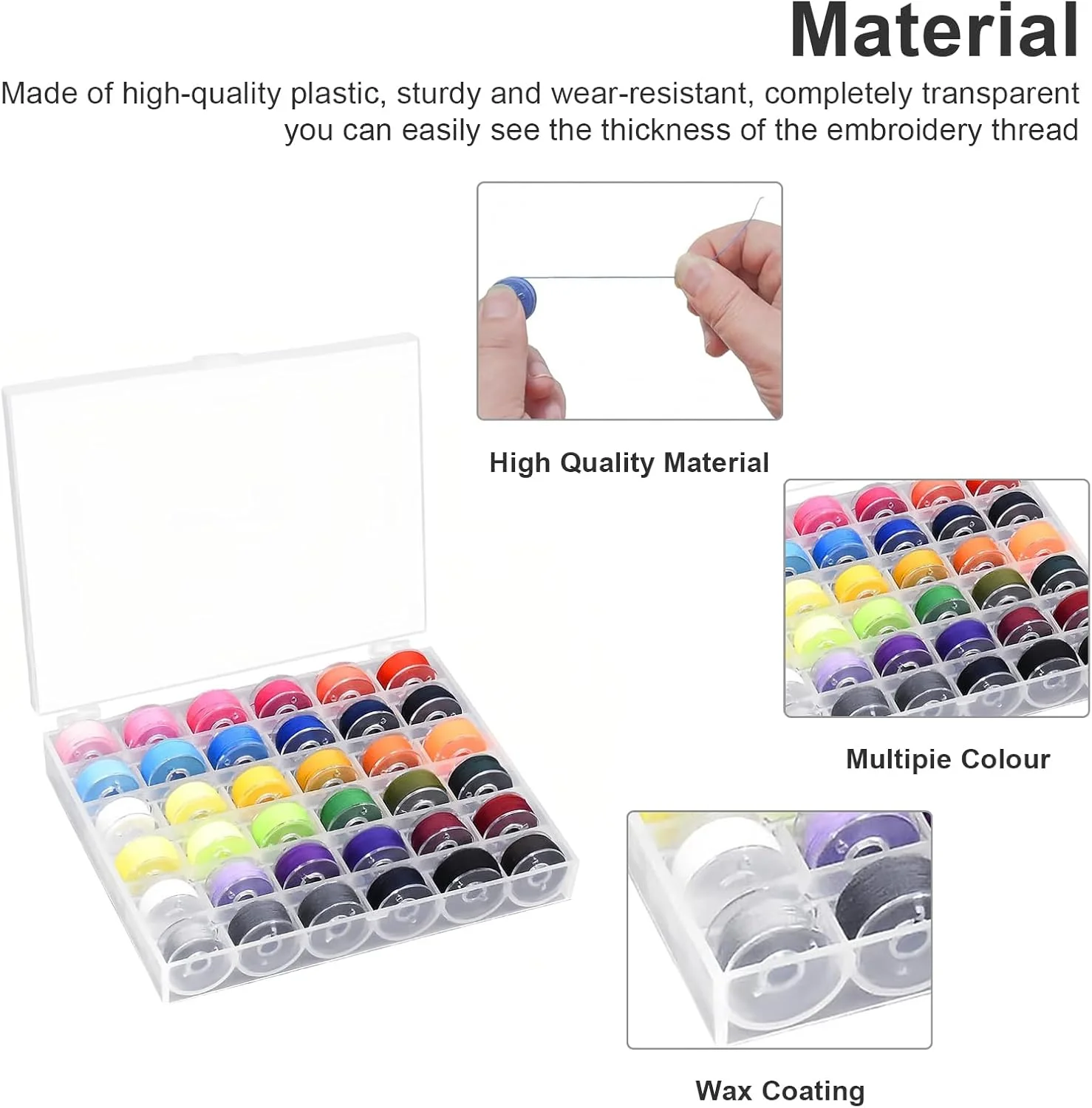ماسوره چرخ خیاطی PHMING، 36 عدد لوازم جانبی خیاطی در 36 رنگ، جعبه ماسوره، ماسوره چرخ خیاطی با جعبه نگهداری شفاف برای خیاطی، پروژه های DIY