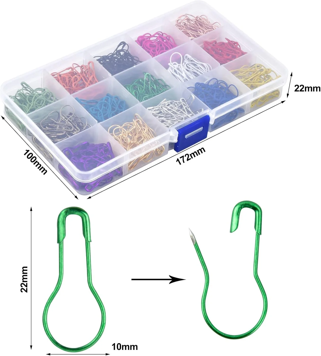 سنجاق قفلی کدوئی 750 عددی - گلابی شکل، سنجاق های کوچک فلزی - سنجاق های برچسب لباس با جعبه نگهداری برای خیاطی لباس، ساخت کاردستی و پروژه های DIY (15 رنگ) سنجاق قفلی کدوئی 750 عددی - گلابی شکل، سنجاق های کوچک فلزی - سنجاق های برچسب لباس با جعبه نگهداری برای خیاطی لباس، ساخت کاردستی و پروژه های DIY (15 رنگ)