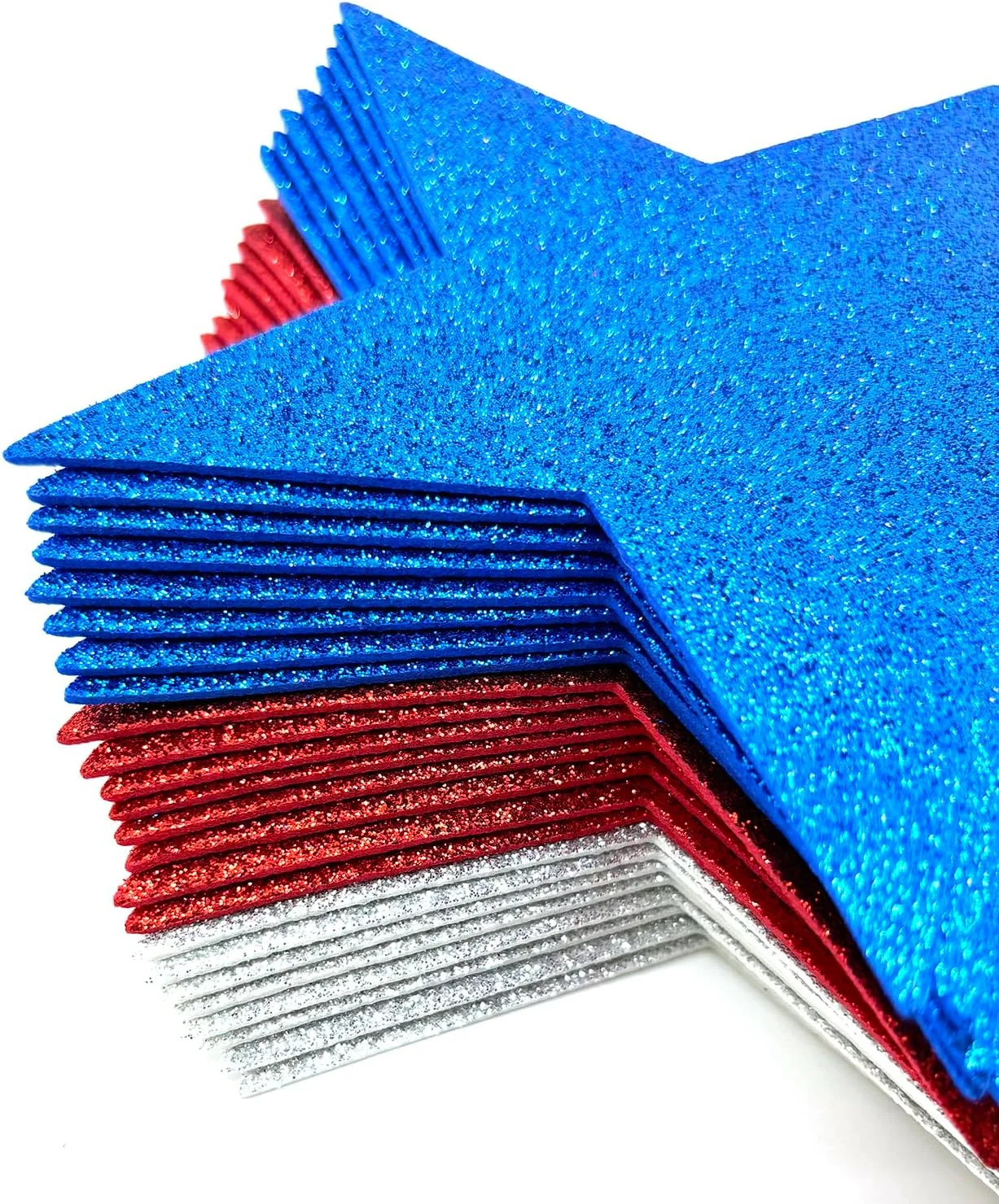 ستاره های فومی فیلا برای کاردستی، 24 عدد، 15 سانتی متر، ستاره های فومی میهنی برای تزئینات روز استقلال چهارم جولای، روز یادبود، دکور مهمانی، لوازم کاردستی DIY، قرمز آبی نقره ای